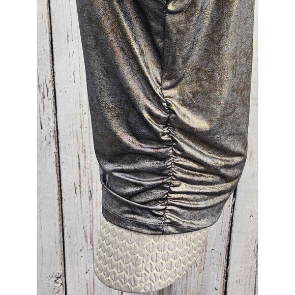 Rock & Republic Women's S Metallic Studded Ruched Side‎ V-Neck Blouse Top EUC - Picture 4 of 8